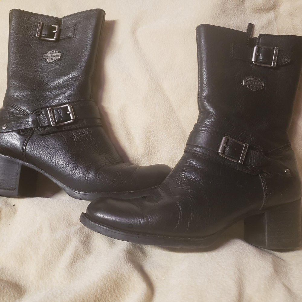 Harley-Davidson Black Combat Moto Boots with Buckles